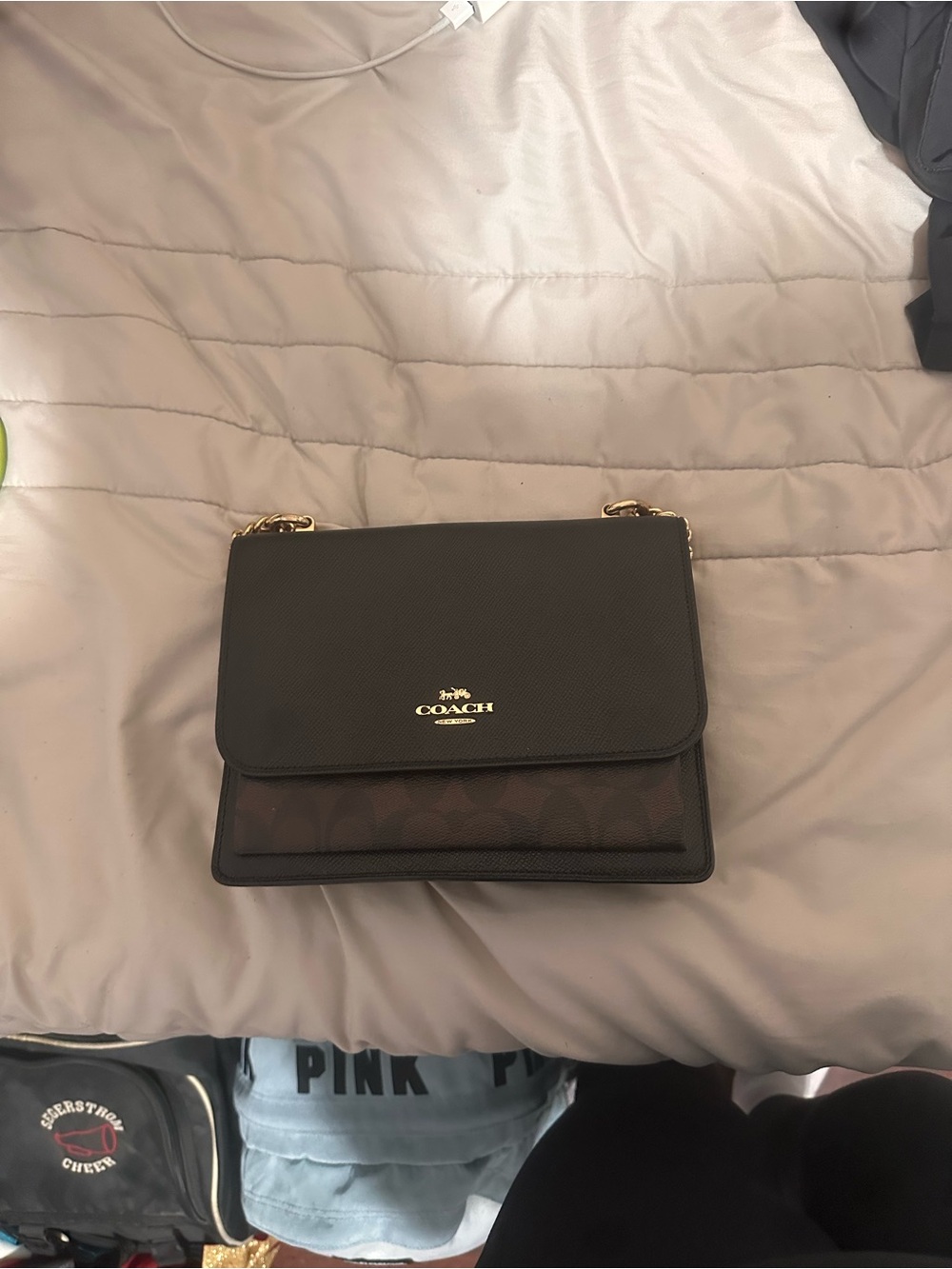 Coach Black and Brown Signature Leather Crossbody